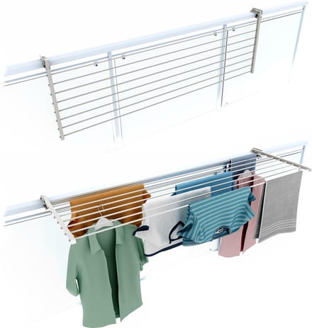 Foxydry Duo 162 cm hangend droogrek - wit - rechthoekige reling