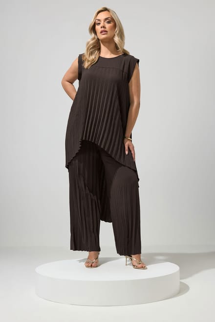 Yours London Chocoladebruine Geplooide Top Size 46