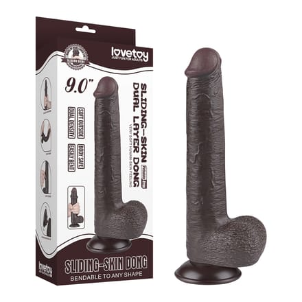 LoveToy - Aftrekbare dildo 22 cm (Ø 3,7 cm) - Zwart