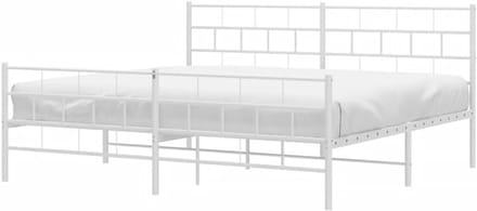Metalen Bedframe - Ledikant Tweepersoons - Slaapkamer Meubel - Robuuste Constructie - 200x200 cm - Wit
