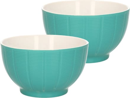 Excellent Houseware Soepkommen/serveer schaaltjes - 2x - Venice - keramiek - D14 x H8 cm - jade groen