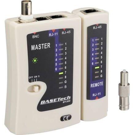 Basetech BT-200 BT-200 Kabeltester Geschikt voor: RJ-45, RJ-11, BNC