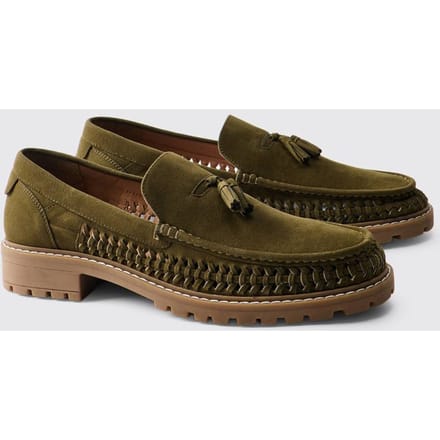 Loafer Met Imitatiesuède Weefsel En Track-zool | Olive | Size 44