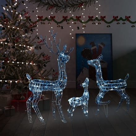 vidaXL - Kerstversiering - rendierfamilie - 300 - LED's - koudwit - acryl