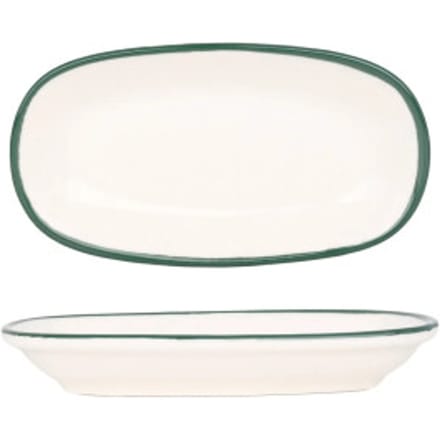 Rinart Serveerschaal - Green Edge - Porselein - 16x9 cm - set van 2