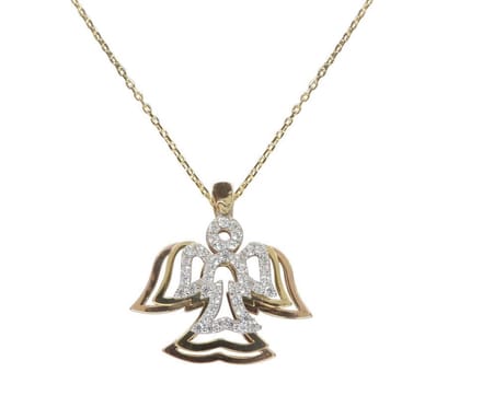 Tricolor gouden zirkonia engel hanger