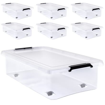 Deuba Opbergbox - Set van 6 Kunststof 30L 58x39x16,5cm - Transparant