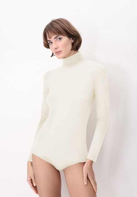 Oroblu Perfect Line Modal - Turtle Neck Long Sleeve - Kleur Wit - Maat M