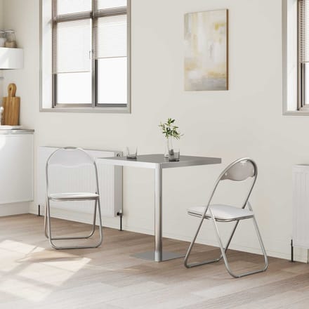 vidaXL - Inklapbare - stoel - 2 - st - Kunstleer - Wit - en - Grijs - 48 - x - 43,5 - x - 81 - cm