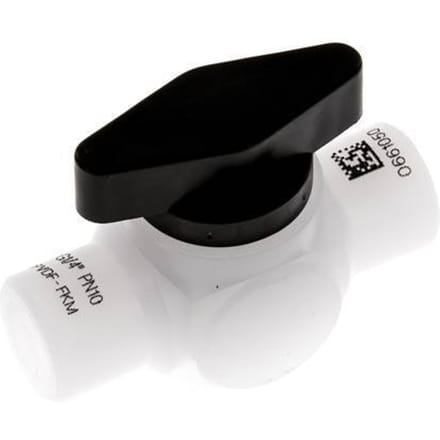 PVDF 2-Weg Kogelkraan G 1/4'' FKM Vacuüm