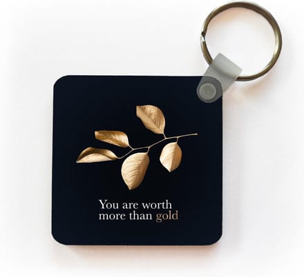 Sleutelhanger - Uitdeelcadeautjes - Bladeren - Goud - Spreuk - Plastic