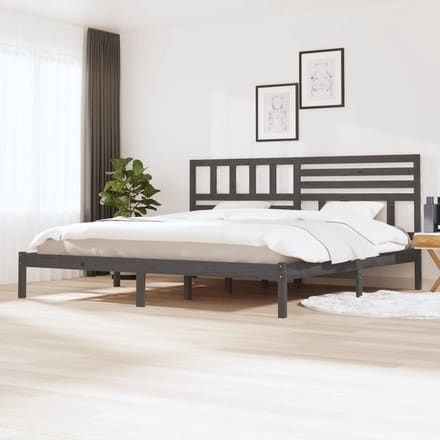 vidaXL - Bedframe - massief - grenenhout - grijs - 200x200 - cm
