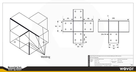 Wovar Pergola Hoekverbinding voor 9 x 9 cm palen Kruismodel | Per Stuk