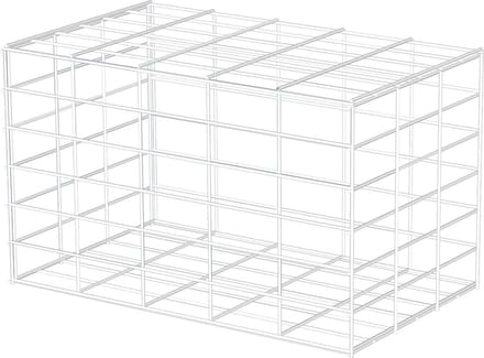 Schanskorf 50x30x30cm, compleet met ringen + tang + afstands.