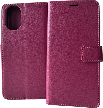 Portemonnee Bookcase Hoesje Geschikt voor: Motorola Moto E32 / E32s - Donker roze