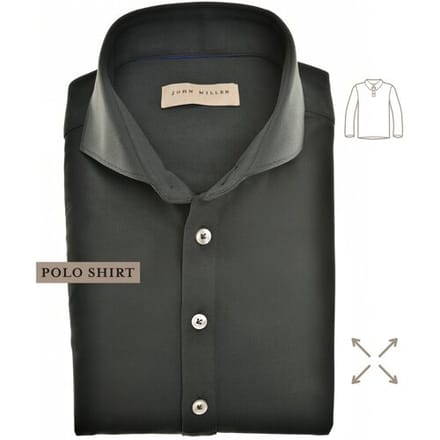 John Miller Slim-Fit Hyperstretch Long Sleeve Poloshirt Donker Groen / male