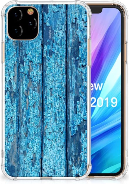 Apple iPhone 11 Pro Max Stevig Telefoonhoesje Wood Blue