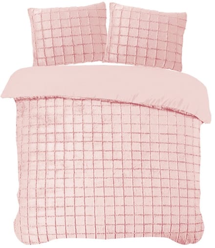 iSleep Dekbedovertrek Rabbit Check - Eenpersoons - 140x200/220 cm - Roze