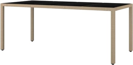 Tuintafel met glazen blad - Buitentafel Terrastafel - Buiten dineren - Weerbestendig poly rattan