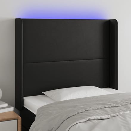 vidaXL - Hoofdbord - LED - 103x16x118/128 - cm - kunstleer - zwart
