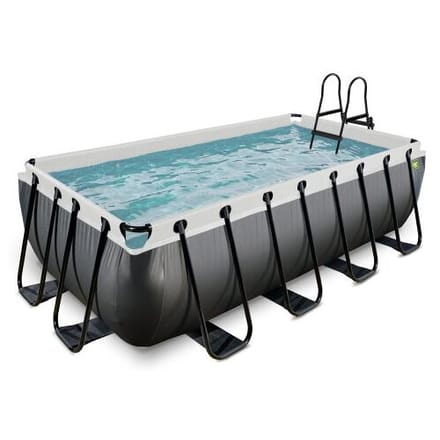 EXIT Black Leather Frame Zwembad 400x200x100cm - Opzetzwembad - met Filterpomp - Rechthoekig - Zwart