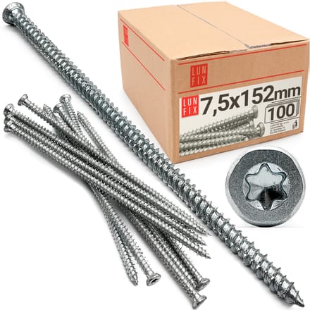 Raamframe schroef - 7,5x152mm - Verzonken kop - 100 stuks - Vensterraam schroeven