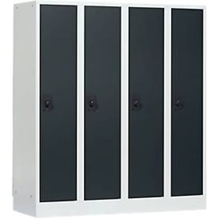 Schoollocker, compartimentbreedte 300 mm, veiligheidscilinderslot, 4 compartimenten, lichtgrijs/antraciet