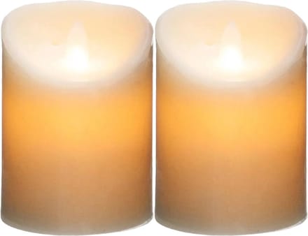 Atmosphera Led stompkaarsen - 2x stuks - Warm licht - Wit