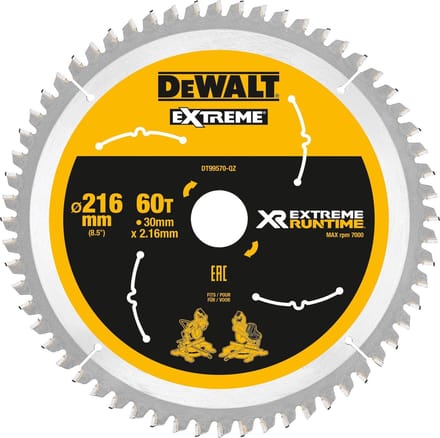DEWALT DT99570-QZ Cirkelzaagblad 216 mm 1 stuk(s)