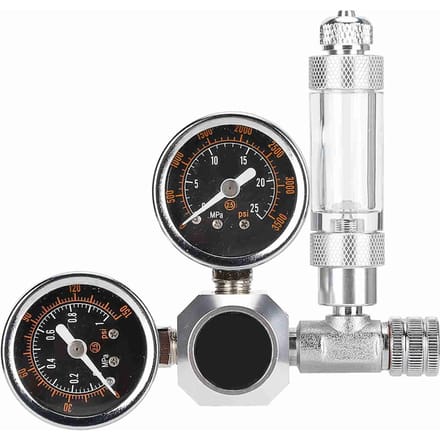 CO2 Regulator Aquarium Dubbele Manometer Weergave met Bellenteller en Terugslagklep(G5/8) black