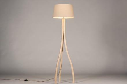 Lumidora Vloerlamp 31059 - ORLANDO - E27 - Beige - Hout - Zand - ⌀ 45 cm