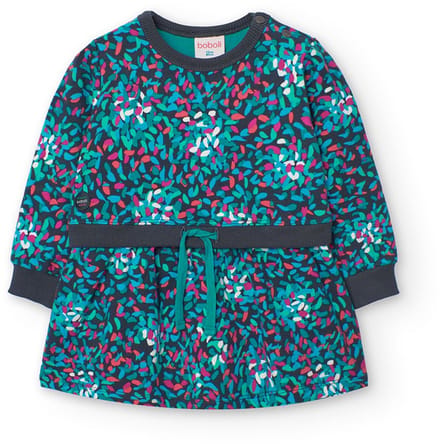 Boboli Fleece Printed Lang Mouw Jurk Veelkleurig 12 Months Meisje