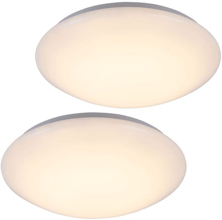 Plafondlamp LED plafondlamp woonkamer wit rond, metaal acryl, 16W 880lm warm wit, DxH 34.5x9 cm, set van 2