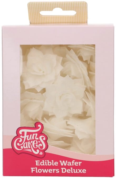 FunCakes Eetbare Bloemen Deluxe - Papieren Bloem - Rose Rosalia Wit Medium - pk/15