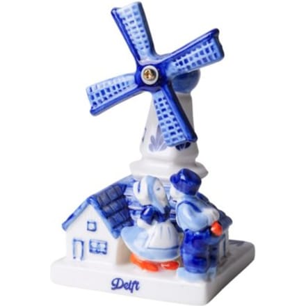 Heinen delfts blauw molen met kuspaar delft