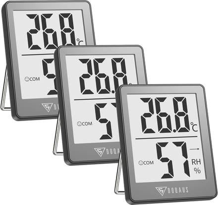 Digitale Thermo-Hygrometer Binnen - Temperatuur & Vochtigheidsmeter met Smiley Indicator - Hoge Nauwkeurigheid (Set van 3)