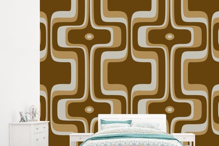 Behang - Fotobehang Retro - Design - Bruin - Breedte 265 cm x hoogte 240 cm