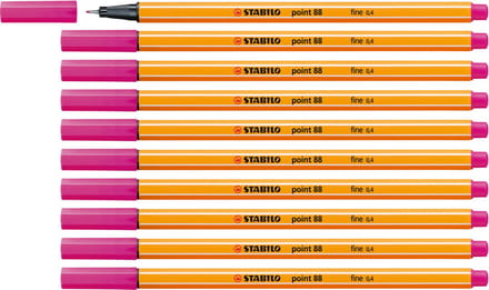 STABILO point 88 - Premium Fineliner - Fine 0,4 mm – Roze – Doos 10 stuks
