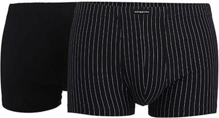 Gotzburg heren boxer normale lengte (2-pack) - zwart en zwart-wit gestreept