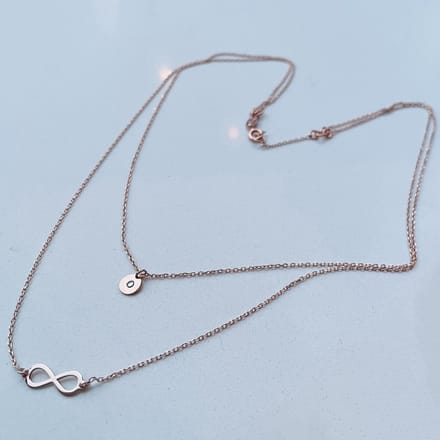 Layer ketting | collier | infinity | zirkonia | AG925 | Rosekleurig