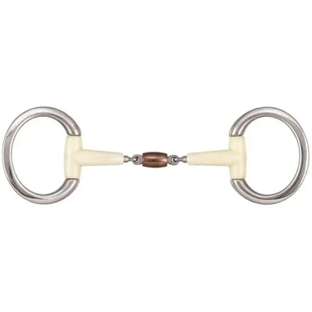 Dubbelgebroken olijfbits voor paard met koperen rol Soyo Flat Ring Contour