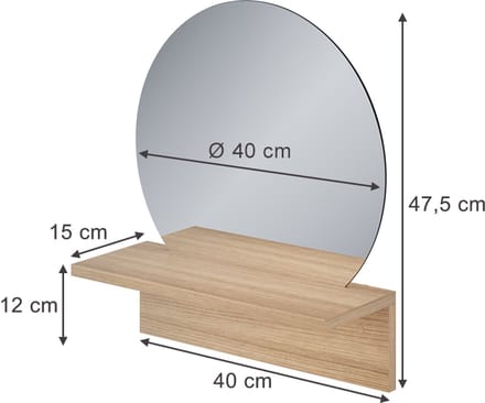 Vicco Elyra Badkamerspiegel – 40 x 47.5 cm met plank Krachtige eik goud