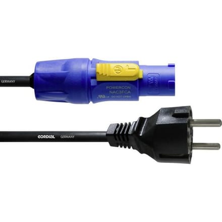 Cordial CFCA 1,5 S Stroom Aansluitkabel [1x Randaarde stekker - 1x PowerCon-stekker] 1.5 m Blauw