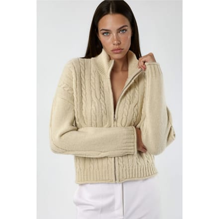 Half Col Kabelbrei Vest met Rits