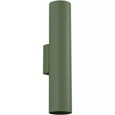 Wandlamp LAGOS 2 met 2 lichtpunten naar boven en beneden - Sollux Lighting - IP20 - Olijfgroen staal behuizing - 6 x 8 x 30 cm - 2 x GU10 LED, exclusief lichtbron - 2 x 10 W - Industriële wandlamp voor slaapkamer, woonkamer en gang