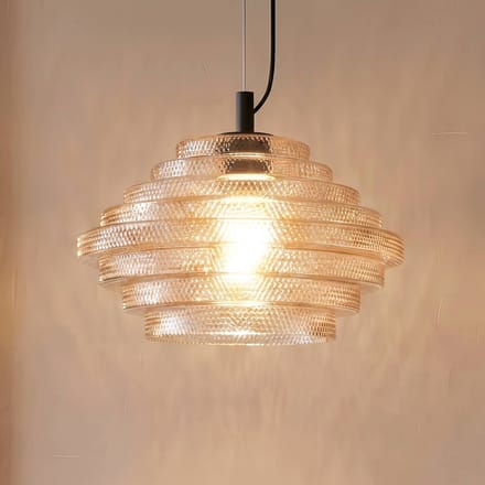 Lindby hanglamp Orliana, Ø 35 cm, amber, glas
