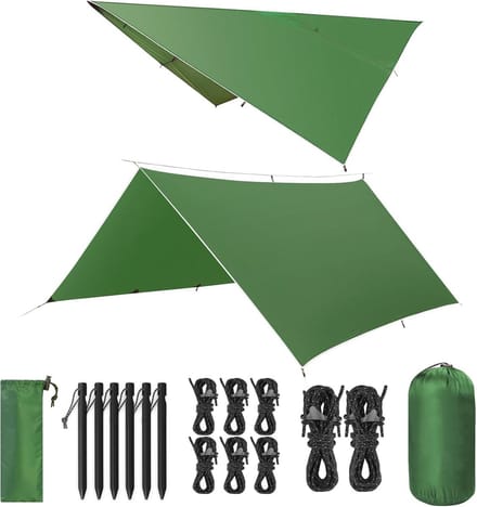 Duurzaam waterdicht tentzeil 3 x 3 m lichtgroen voor camping en picknick