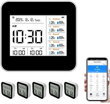 Slimme Binnen Thermometer & Hygrometer met WiFi App Bediening en LCD Display