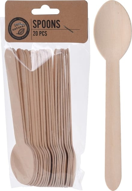 60x Houten lepels wegwerp bestek