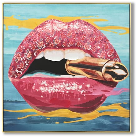 Schilderij lips bullet 100x100cm